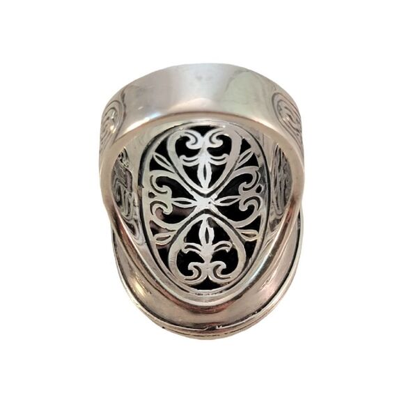 Konstantino 18k Gold & Sterling  Filigree Oval Statement Ring - Picture 6 of 11